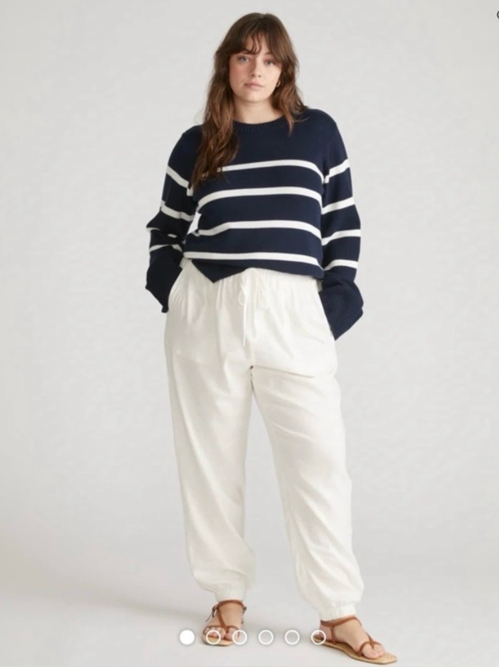 UNIVERSAL STANDARD Shoreline Linen Joggers White Size 14-16